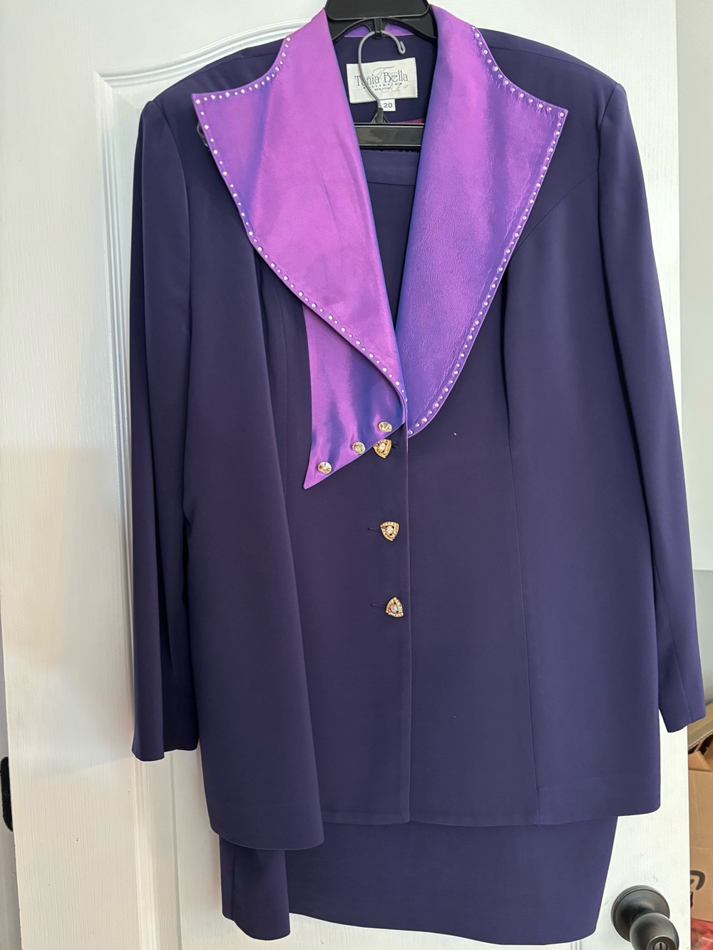 Women's Purple Two-Tone Women’s Skirt Suit by Tania Size 20